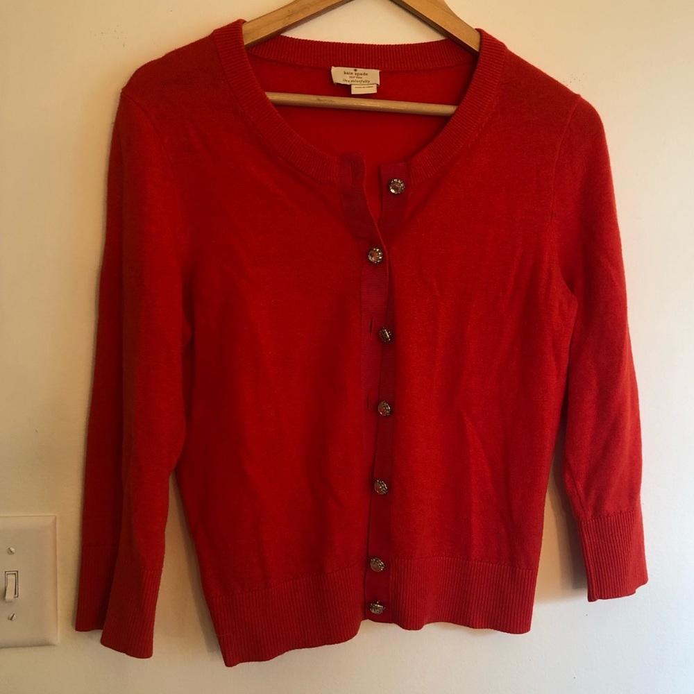 Kate Spade Gem 3/4 Cardigan - Bright Red/Orange